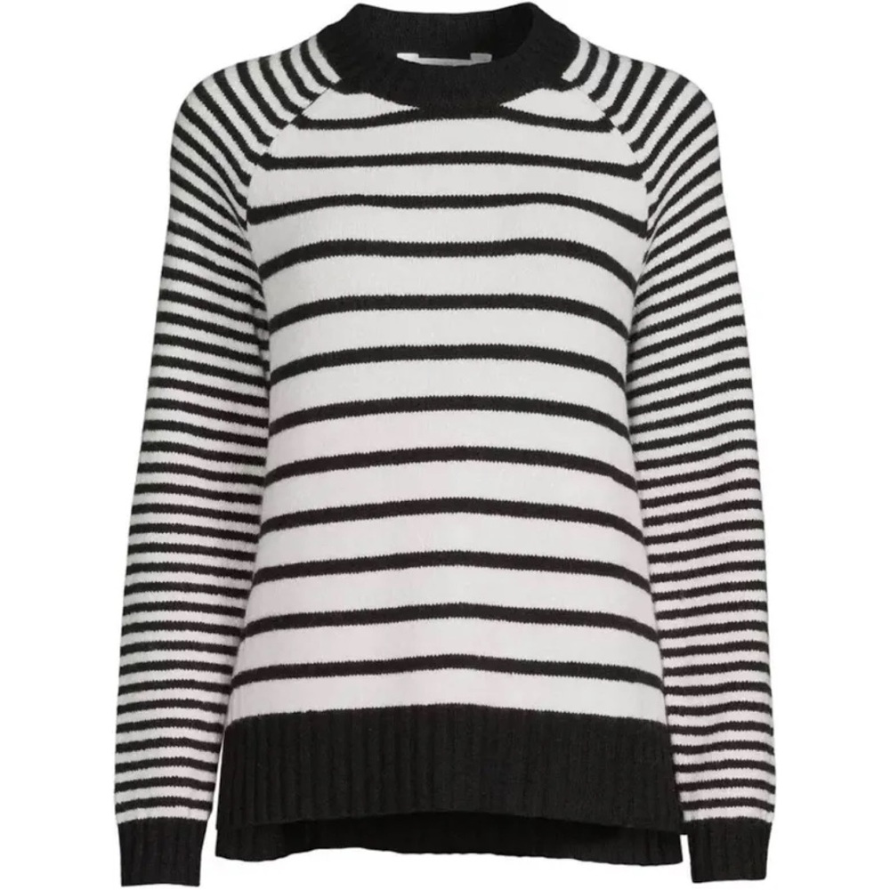2/$25 Time and Tru black and white striped sweater Sz Lg